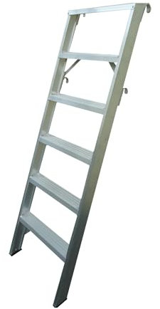 Weise Alu Anlegeleiter 3,75 m senkrechte Höhe, 15 Stufen, trittsichere Stufen mit hoher Stabilität, Anlegeleiter für Regale, mit rutschfesten Gummifüßen, mit 2 Paar Haken, nach DIN EN 131