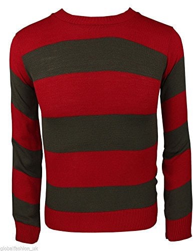 Wicked Fun Mens Stripe Long Sleeve Freddie Jumper (Large, Red & Green)
