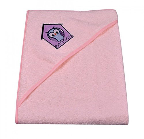Asmi Kapuzenbadetuch Baby Badetuch Eule in 3 Farben erhältlich 100 x 100 cm Farbe Rosa
