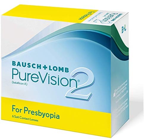 Bausch + Lomb PureVision 2 for Presbyopia Monatslinsen, sehr dünne Gleitsicht-Kontaktlinsen, weich, 6 Stück BC 8.6 mm/DIA 14 / -10 Dioptrien/ADD High