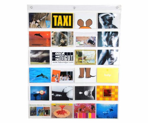 HAB & GUT -DV009- Fotovorhang, Taschenvorhang mit 24 Taschen, DIY Adventskalender Taschen: 10 x 15,5cm Gesamt: 79 x 63 cm (HxB)
