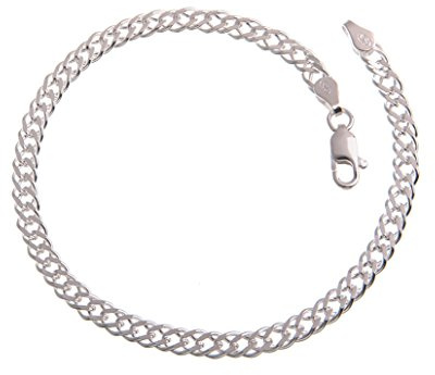 Zwillingspanzerkette Armband 4,5mm breit - 925 Sterling Silber, Länge 16-25cm…