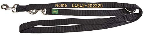 Schecker Hundeleine Nylon schwarz 2 m x 25 mm mit Bestickung Hundeleine inkl. Hundenamen Bestickt