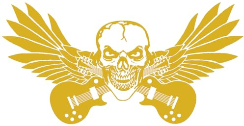 Samunshi® Autoaufkleber Totenkopf Gitarre Aufkleber 30 x 15,3cm goldmetalleffekt
