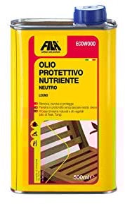 FILA Surface Care Solutions Ecowood Olio Protettivo Per Legno Esterno, Rinnova, Ravviva E Protegge Sedie, Porte, Balconi, Gazebo, Casette In Legno, 500 Millilitro