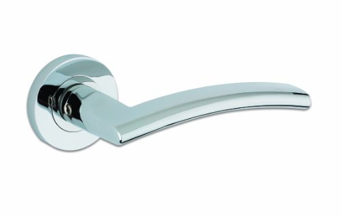 ZPZ080CP - Amalfi Round Rose Lever Door Handles - Zoo Hardware Collection - Screw On Rose - Polished Chrome
