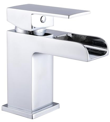 VeeBath Kinross Cascade chromé évier Robinet mélangeur pour lavabo de Salle de Bain de Luxe Moderne Robinet à Levier avec bonde de vidage