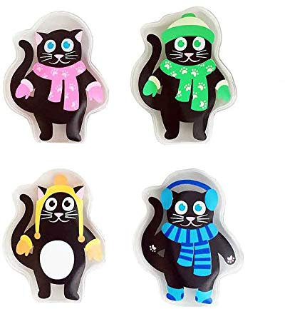 4er Set Taschenwärmer Winter Katze (tolles Wichtelgeschenk) Handwärmer Kinder, Taschenheizkissen