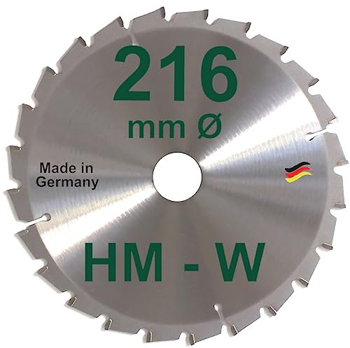 HM Sägeblatt 216 x 30 mm Zähne 24 W negativ Kreissägeblatt Hartmetall 216mm Ersatzsägeblatt für Elu/Dewalt/Festo/Festool/Hitachi/Holz Her/Scheppach/Rexon Handkreissäge Kreissäge