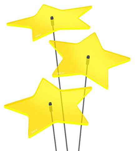 SUNPLAY Sonnenfänger Sterne Stella in GELB, 3 Stück je 10 cm Durchmesser im Set + 35 cm Schwingstäbe