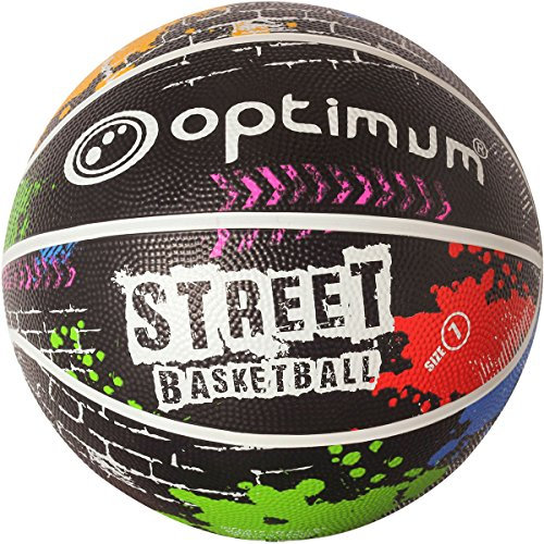 Optimum Street Basketball - Durable Korean Rubber with All-Weather Grip for Versatile Indoor/Outdoor Play - Sizes 7 & Mini for All Ages- Multicolor, Size Mini