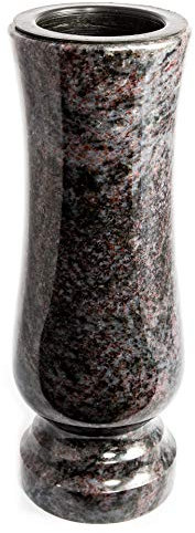 Afterglow Stilvolle Grabvase aus echtem Granit Orion dunkel Höhe 27 cm/Ø 11 cm Grabschmuck wetterfest frostsicher Granitvase mit Kunststoffeinsatz Friedhofsvase