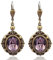 Vintage Ohrringe mit Markenkristallen Gold Lila Rot NOBEL SCHMUCK
