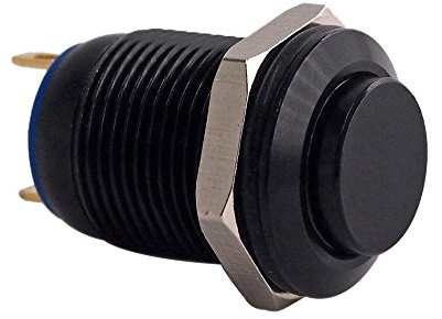 Momentary Push Button Switch, URTONE UR125, 1NO SPST DC/AC 36V 2A Aluminum Alloy Metal Shell Suitable for 12mm 1/2 Mounting Hole (Black)