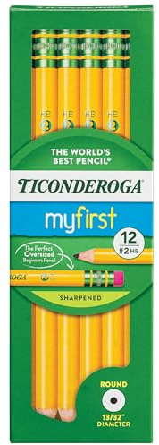 Ticonderoga My First Wood-Cased Pencils, Pre-Sharpened, 2 HB, Yellow, 12 Count