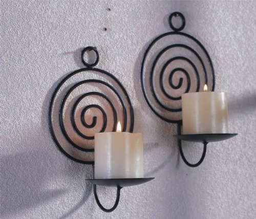 Kerzenhalter für Wandmontage aus Metall, 2-er Set, Spirale
