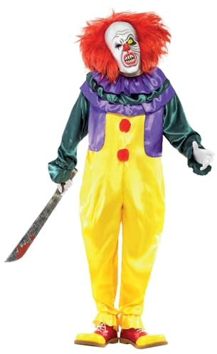 Halloween! Smiffys Kostüm Klassischer Horrorclown, Mehrfarbig, mit Einteiler und Maske