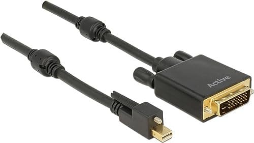 Delock 83725 Kabel Mini Displayport 1.2 Stecker mit Schraube auf DVI Stecker 4K Aktiv 1 m schwarz