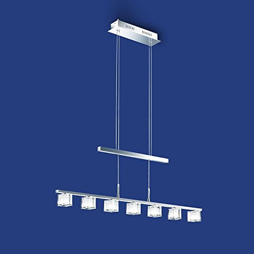 Hängeleuchte Cubico Chrom 7 flammig höhenverstellbar Kristallglas Modern 20148/7.02