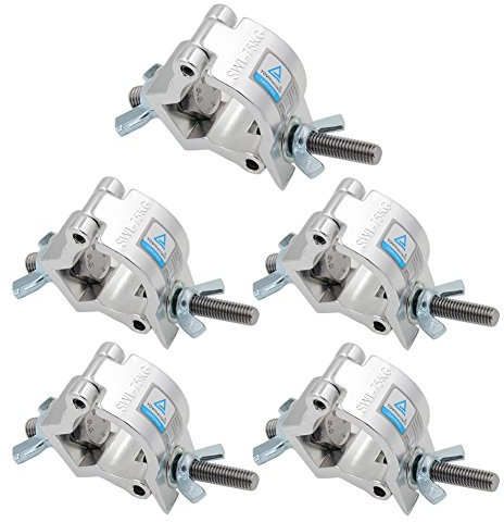 Truss Clamp-JLTPH 5 Stück Heavy Duty 32-35 mm Bühnenbeleuchtung Haken Klemme/Lautsprecher Ständer bewegliche Scheinwerfer Par Light Traversen Klemmen/Aluminium-Legierung Finish (5PCS-Silber)