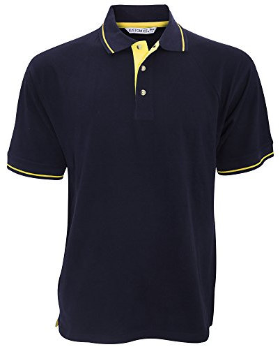 Kustom Kit Mens St. Mellion Mens Short Sleeve Polo Shirt (2XL) (Navy/Sun Yellow)