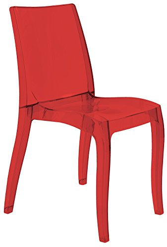 Grandsoleil Upon Cristal Light Stapelstuhl, Polycarbonat, transparent, 54 x 50 x 84 cm, Rubinrot