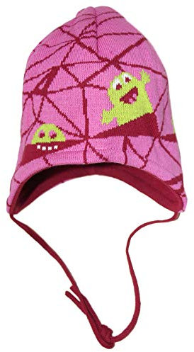 maximo Mädchen Mütze, ausgenäht Monster, Gr. 47, Rosa (pink/granat 6423)