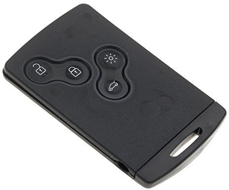 Jongo® Carte Clé Compatible avec Renault Clio 4, Megane 3, Laguna 3, Scenic, Captur, Koleos - Étui Coque Smartcard Boitier 4 Boutons Main Libre Télécommande Plip + Lame