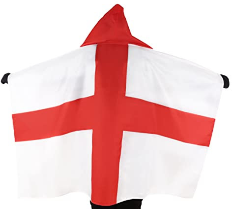 Toyland® ADULT ST GEORGE CROSS ENGLAND FLAG CAPE - 2022 WORLD CUP - FOOTBALL SUPPORTERS CAPE