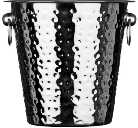 Premier Housewares Champagne Bucket - Hammered Stainless Steel, H21 x W22 x D22cm, Silver