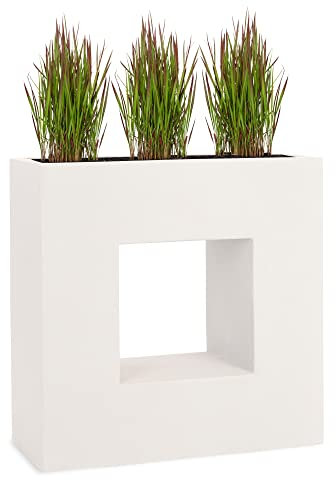 Pflanzwerk® Maceta Fibra de Vidrio Vista Arena 66x66x28cm XXL *Resistente a Las heladas* *Protección UV* *Calidad Europeo*
