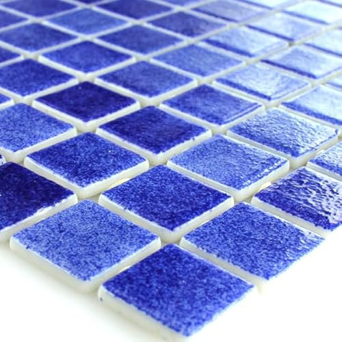 Glas Schwimmbad Pool Mosaik 25x25x4mm Dunkelblau Mix