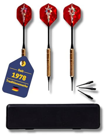 BEST SPORTING Dartpfeile Kunststoffspitze Fortune Softdarts 16g | 3 Dartpfeile mit Kunststoffspitze, Messing-Schaft, Ersatzspitzen und Etui | Dartpfeile für elektronische Dartscheibe | Dart Zubehör