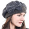 HISSHE Frauen Barette 100% Wolle Baskenmützen Schicke Winter Mütze HY022 (Grau)
