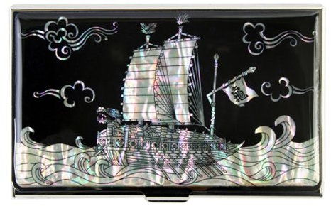 Visitenkartenetui Neu&OVP Metall Glanz Silber Alu Edelstahl Schwarz Luxsus Schiff