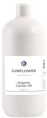 Mystic Moments | Organic Sunflower Carrier Oil | 1 Litre | Helianthus annuus seed oil for massage, skincare, haircare and essential oil blending.