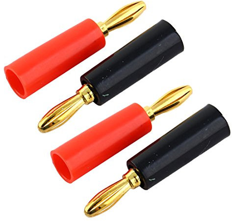 sourcing map 4 Pcs Banana Plugs, Speaker Wire Banana Plug Connector Closed Screw Type Speaker Audio Adapter for Speaker, Wire, Home Theater, Wall Plates, Red Black