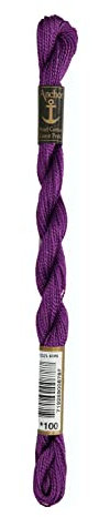 Anchor Perlgarn Stärke 5 4585000-00100 amethyst Stickgarn, 100 % Baumwolle, 5g Strängchen