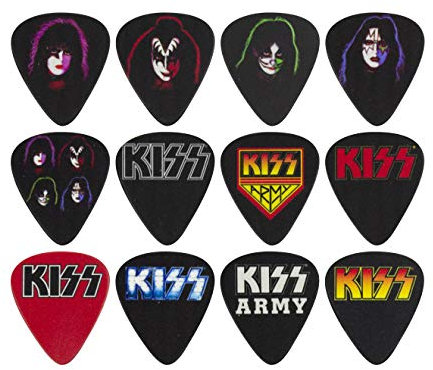 Perri's Leathers Ltd. - Gitarren-Plektren - Zelluloid - KISS - Offizielles Lizenzprodukt - Verschiedene Muster - Medium 0.71mm - 12er-Pack - Hergestellt in Kanada (LP12-KISS1)