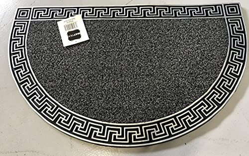 Heavy Welcome Tough Hard Wearing Rubber Edged Half Moon Door Mats 45cm x 75cm in Black/Silver