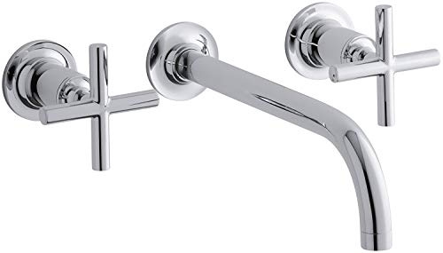 Kohler T14414-3-CP Purist® Wall-Mount Bathroom Sink Faucet Trim with Cross Handles, 1.2 gpm, Polished Chrome