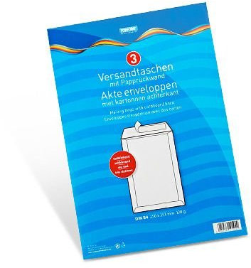 3 Papprückwand Bewerbung Versandtaschen DIN B4 weiß
