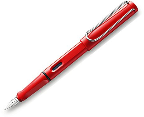 Lamy Safari Red Fountain Pen with Medium Nib & Storage Bag