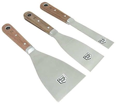 Malerspachtel 3er Set 25mm 50mm 75mm Edelstahl rostfrei Stielspachtel, Blatt und Griff aus einem Stk., 3-Fach vernietet, festes Blatt, Gipsspachtel Spachtel Schaber