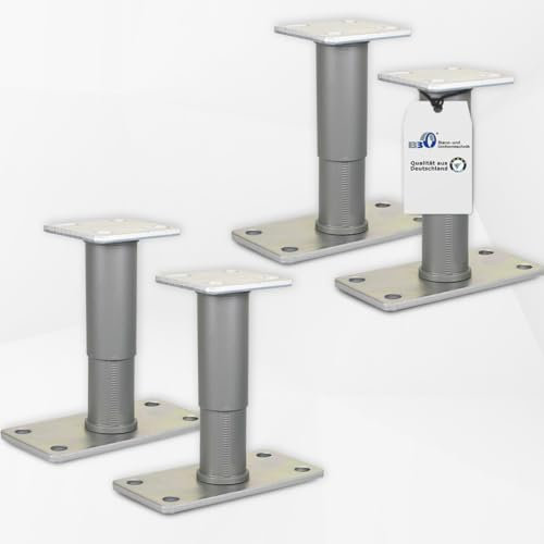 BB STANZ Pfostenträger Bodenplatte 160 x 80 x 6 mm (4 Stück) Stützfuß Bodenfuß Betonfuß höhenverstellbar verstellbar mit Platte Trägerplatte 80 x 80 x 6 mm