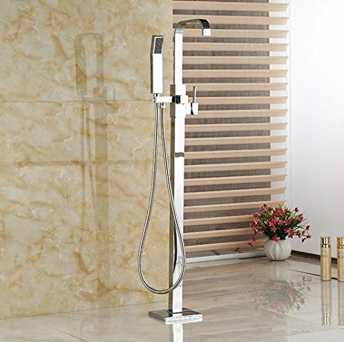 Gowe de salle de bain baignoire robinet sur pied Fixation au sol carré Mitigeur douche baignoire de remplissage