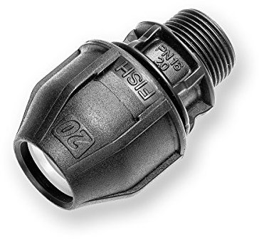 2 Stück PE Kupplung AG 20mm x 3/4mm Druck 16bar Fitting für PE-Rohren 20-A