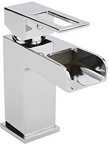Milano Parade Modern Bathroom Waterfall Mono Bathroom Basin Mixer Tap - Chrome