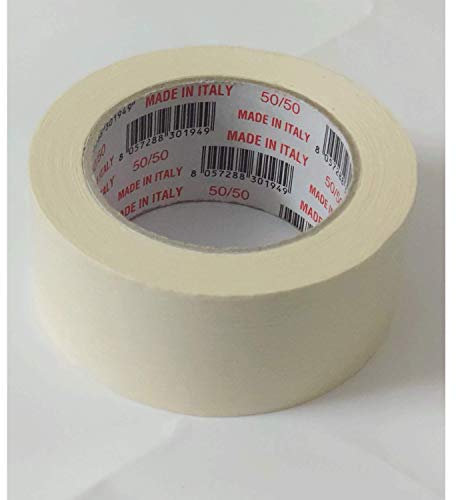 Nastro adesivo carta per pittura pareti imbiancatura mascheratura gommato standard 50/50 made in italy 18 rotoli 50x50