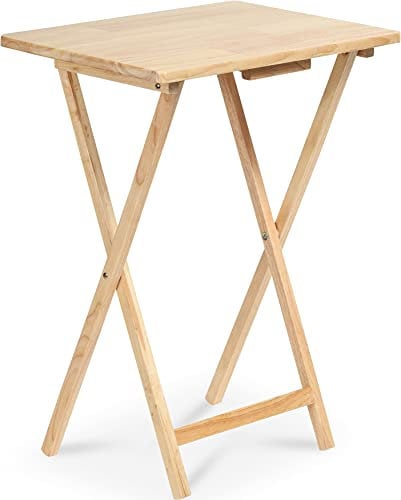 PJ Wood Folding Tv Tray & Snack Table Natural